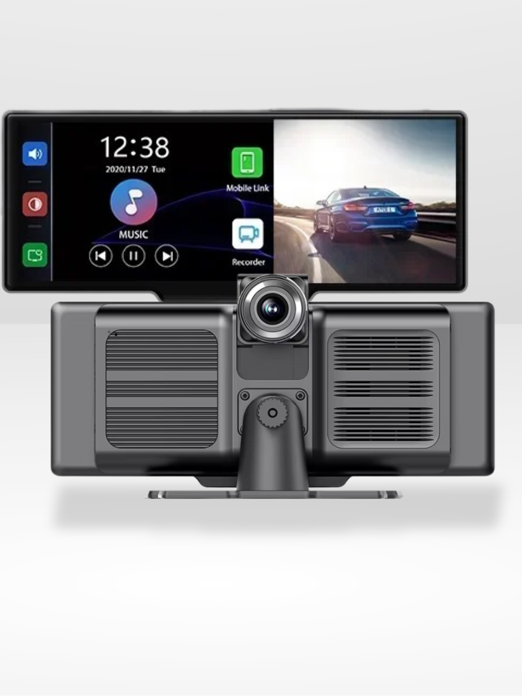 Skanto | Kabelloses CarPlay-Display mit integrierter 4K-Dashcam und optionaler Rückfahrkamera – 10.26" IPS-Bildschirm