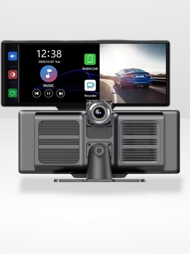 Skanto | Kabelloses CarPlay-Display mit integrierter 4K-Dashcam und optionaler Rückfahrkamera – 10.26" IPS-Bildschirm