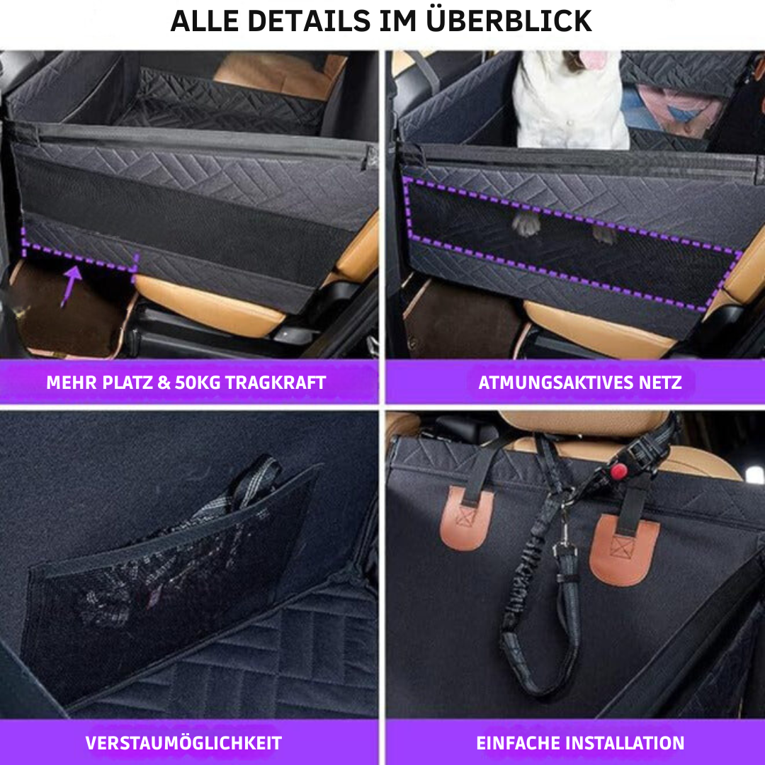 Skanto | Autositzbezug für Hunde | Sicherer Rücksitzschutz | Schwarz