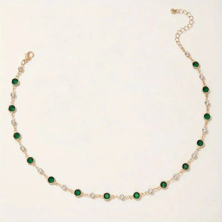 Skanto | Smaragd- und Diamant-Choker-Halskette mit Abständen
