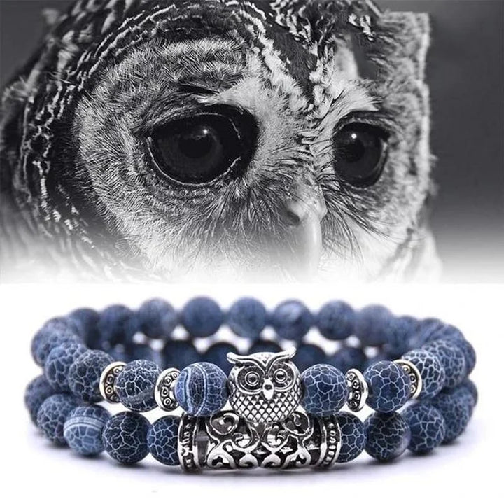 Skanto | Eulen-Charm Natursteinarmband