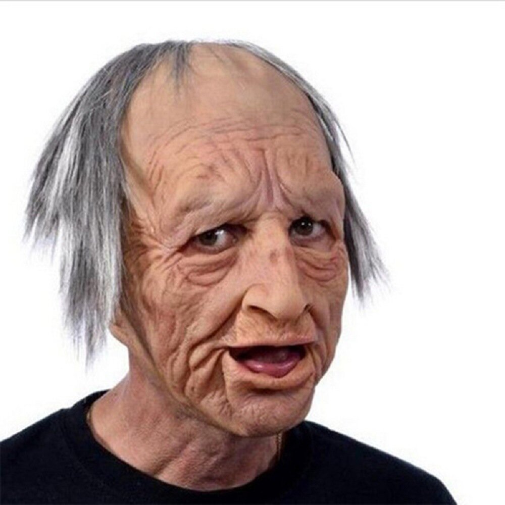 Skanto | Gruselige Alte-Mann-Maske – Realistische Latex-Halloween-Maske für Erwachsene