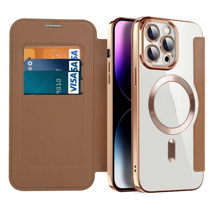 Skanto | Magnetische Leder-Klapphülle für iPhone 11–14 Serie