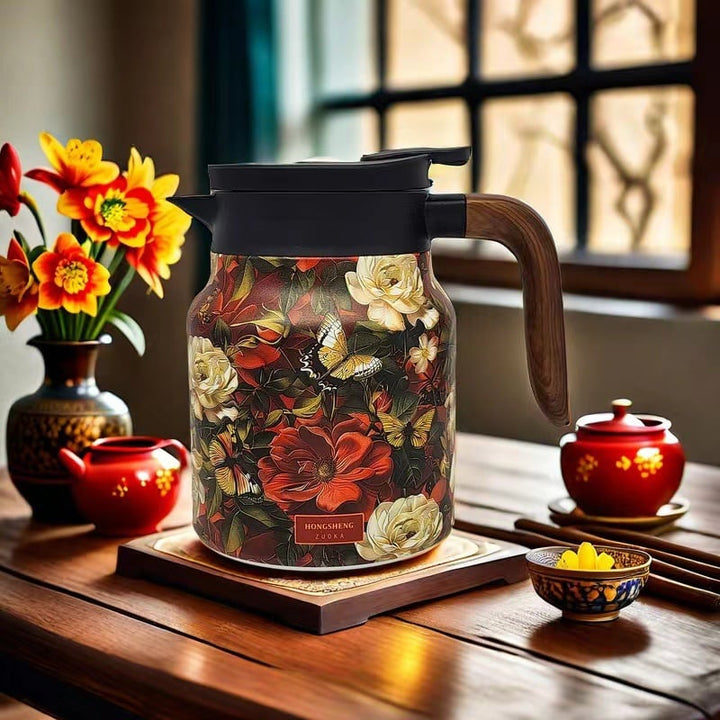 Skanto | Vintage Teekanne mit Blumenmuster – Integriertes Teesieb