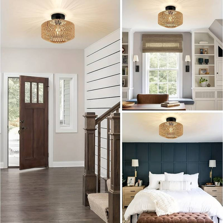 Skanto | WovenCap Pendelleuchte – Boho Chic – Rustikale Eleganz – Moderne Vielseitigkeit