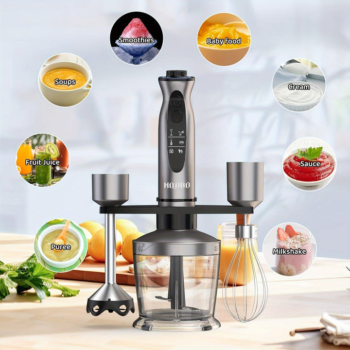 Skanto | 1000W Stabmixer – Handgehalten, leistungsstark, kratzfest, variable Geschwindigkeit und Turbomodus, leiser Betrieb, inklusive Messbecher, Zerkleinerer, Schneebesen, Milchaufschäumer