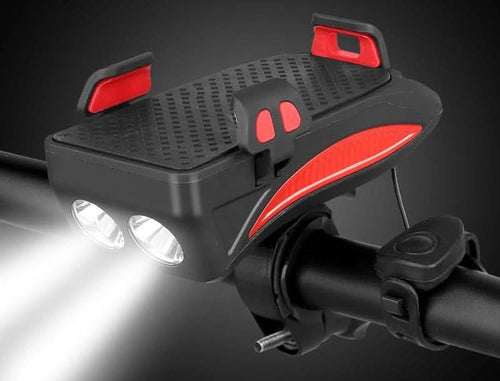 Skanto | 4-in-1 Fahrrad-Handyhalterung mit Powerbank, Licht & Hupe