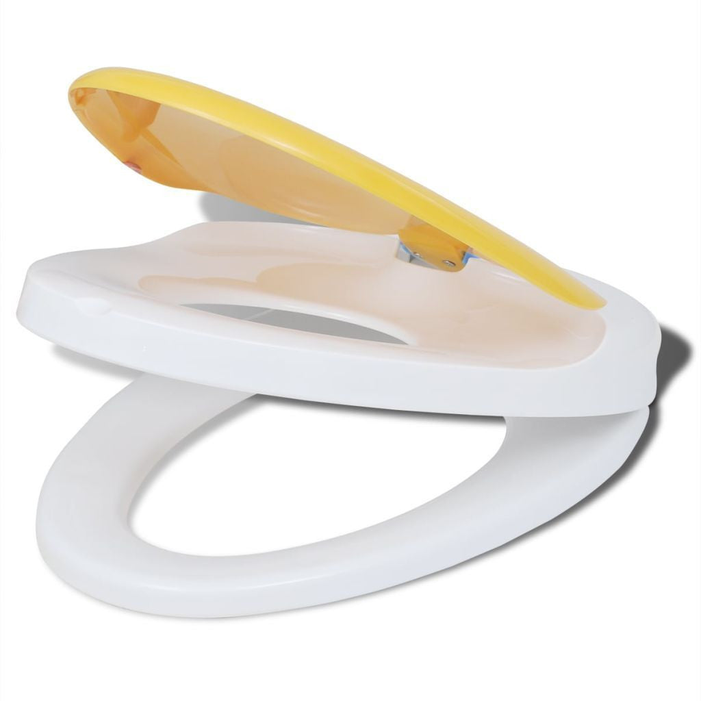 Skanto | Weiß-Gelber Soft-Close Toilettensitz für Erwachsene/Kinder