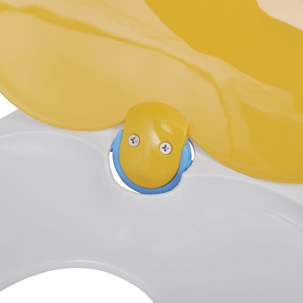 Weiß-gelber Soft-Close Toilettensitz für Erwachsene/Kinder