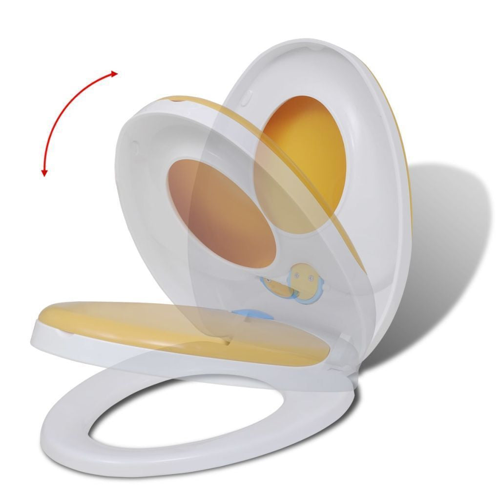 Skanto | Weiß-Gelber Soft-Close Toilettensitz für Erwachsene/Kinder