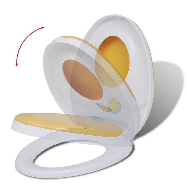 Skanto | Weiß-Gelber Soft-Close Toilettensitz für Erwachsene/Kinder