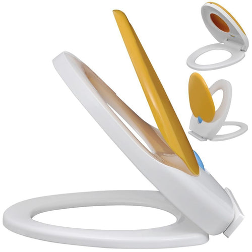 Skanto | Weiß-Gelber Soft-Close Toilettensitz für Erwachsene/Kinder