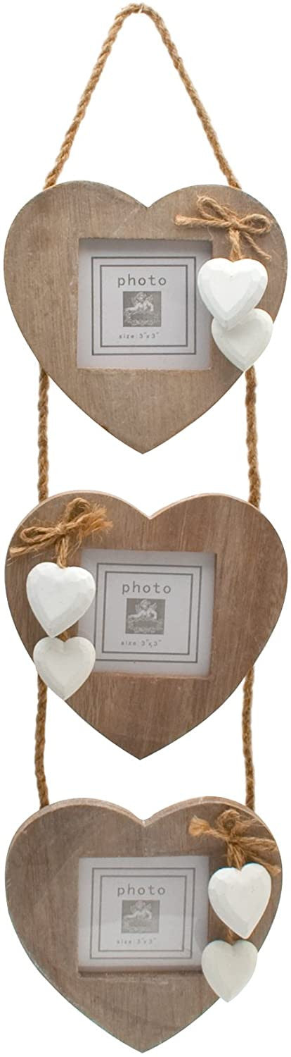 Shabby Chic Set aus 3 Herzrahmen