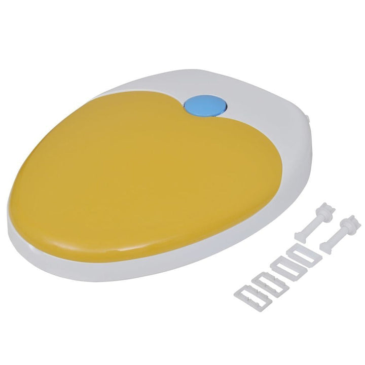 Weiß-gelber Soft-Close Toilettensitz für Erwachsene/Kinder