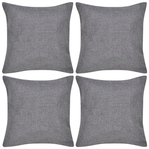 4 Kissenbezüge in Anthrazit-Leinenoptik 50 x 50 cm