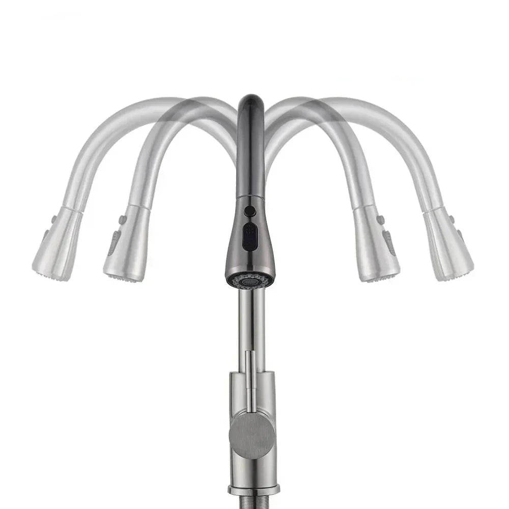 Skanto | Moderner Küchenarmatur mit schwenkbarem Auslauf und Nickel-Finish
