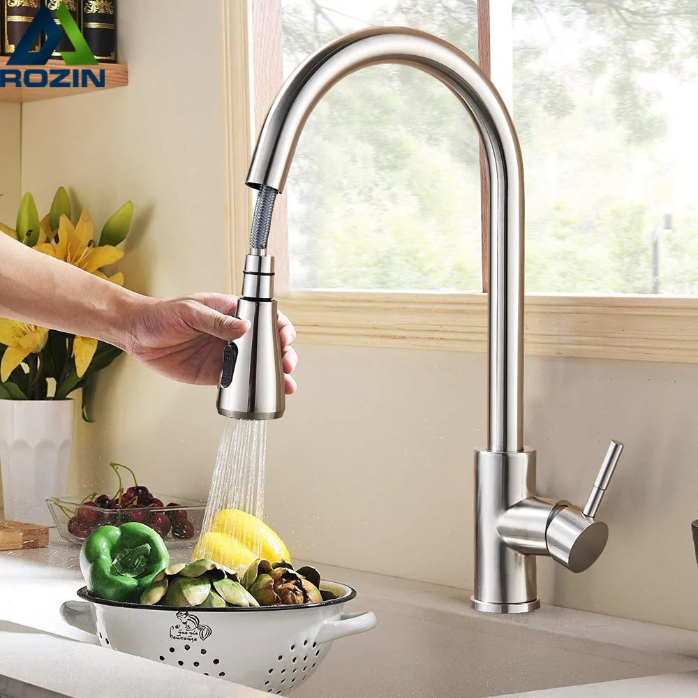 Skanto | Moderner Küchenarmatur mit schwenkbarem Auslauf und Nickel-Finish