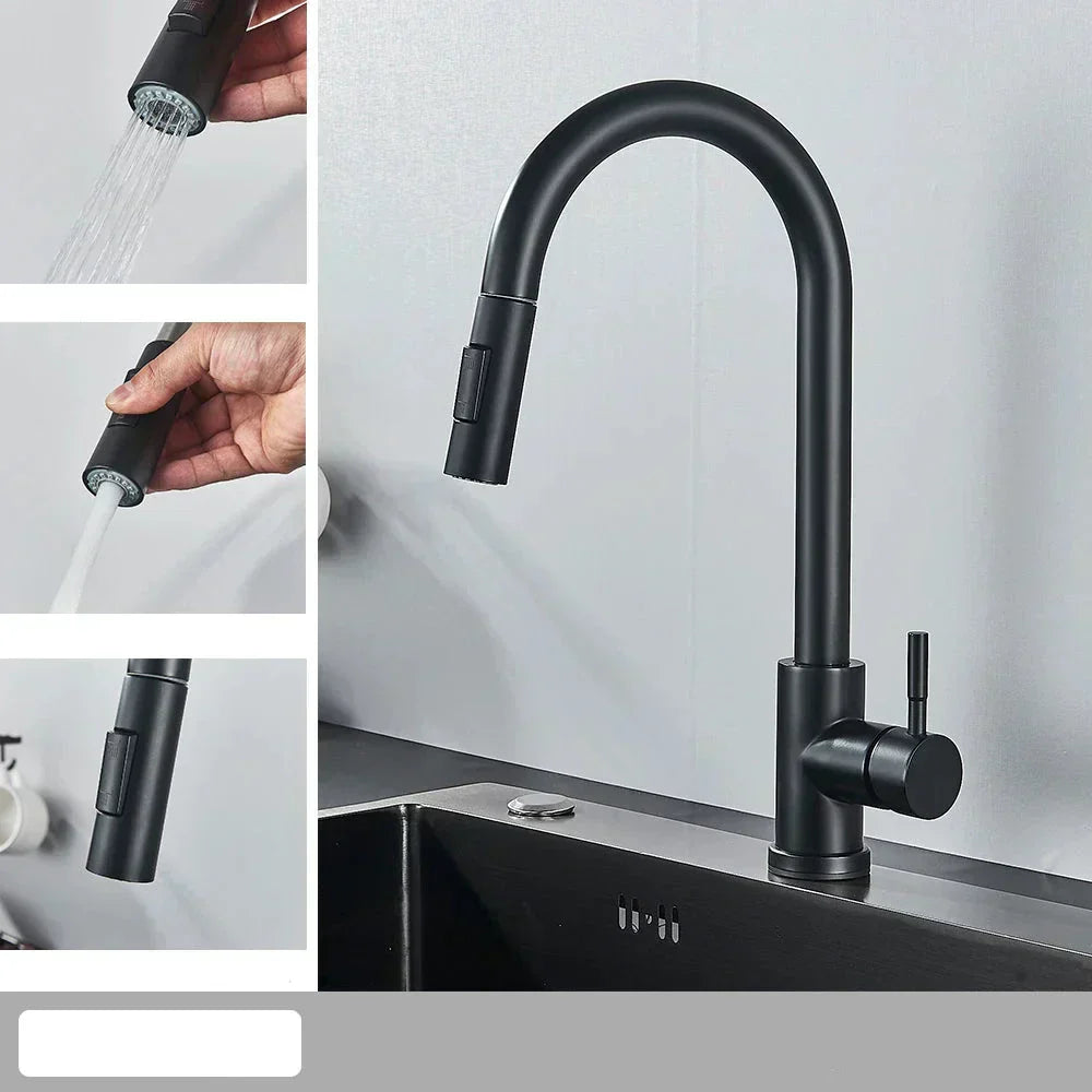 Skanto | Moderner Küchenarmatur mit schwenkbarem Auslauf und Nickel-Finish