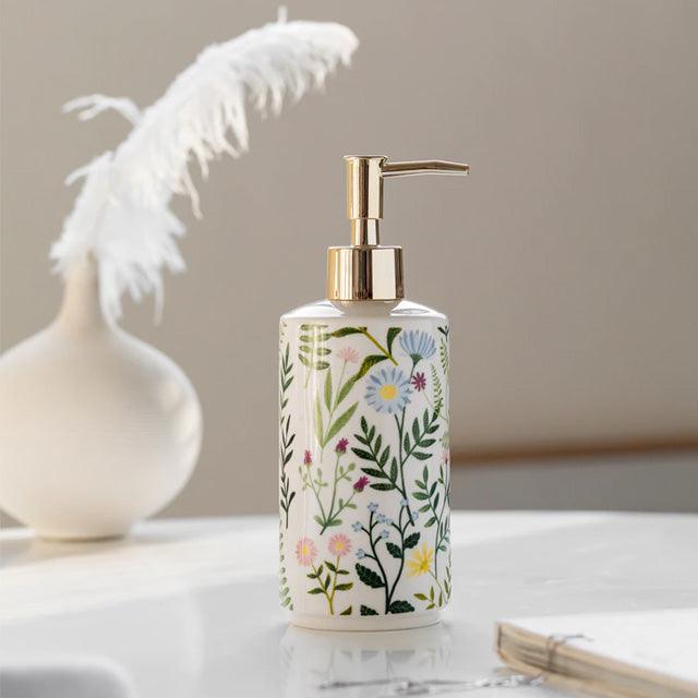 Skanto | Keramik-Seifenspender mit Blumenmotiv