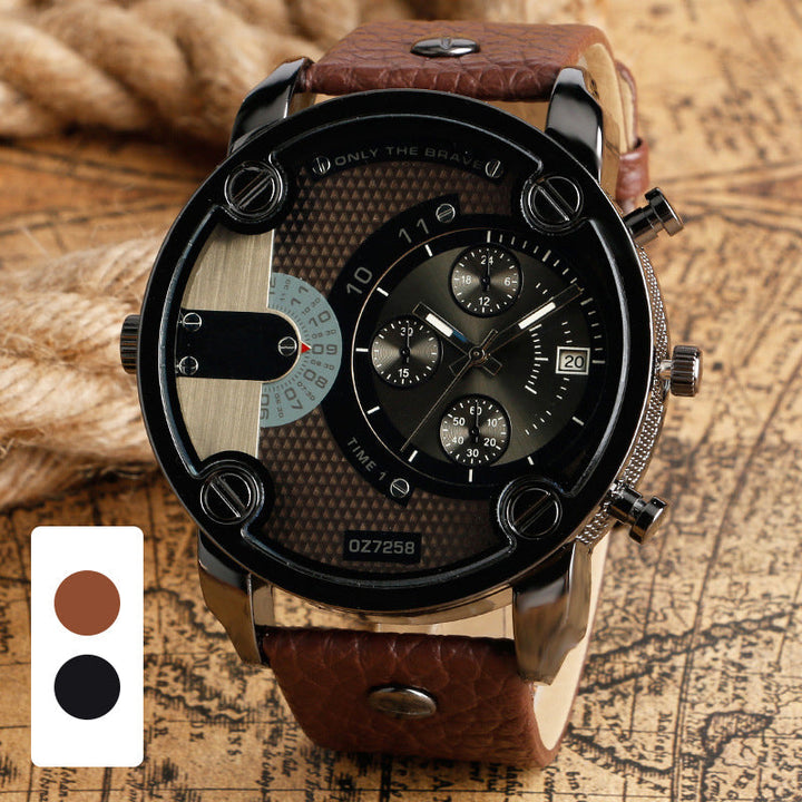 Skanto | Herren-Mode-Armbanduhr mit großem Zifferblatt aus Stahl