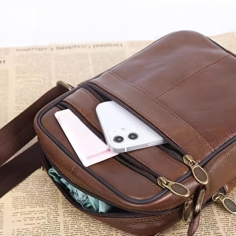 Skanto | Herren-Umhängetasche aus echtem Leder – Crossbody aus Rindsleder mit verstellbarem Riemen