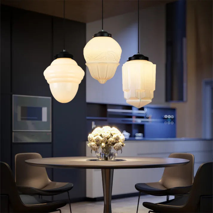 LumiNéo – Moderne geometrische Pendelleuchte aus Milchglas