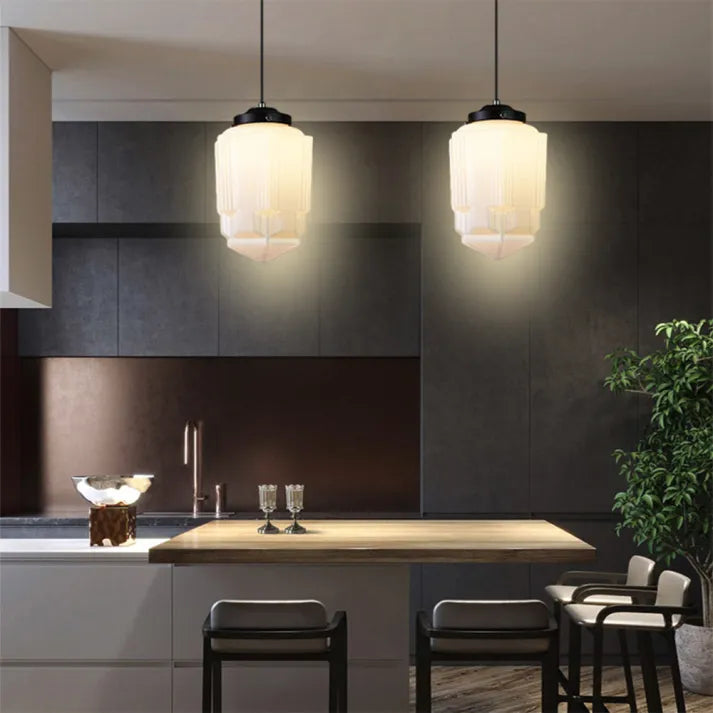 LumiNéo – Moderne geometrische Pendelleuchte aus Milchglas