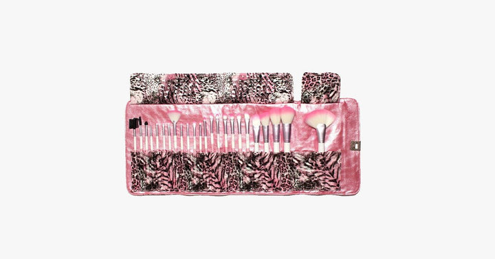 Skanto | 24-teiliges Pink Leopard Pinsel-Set
