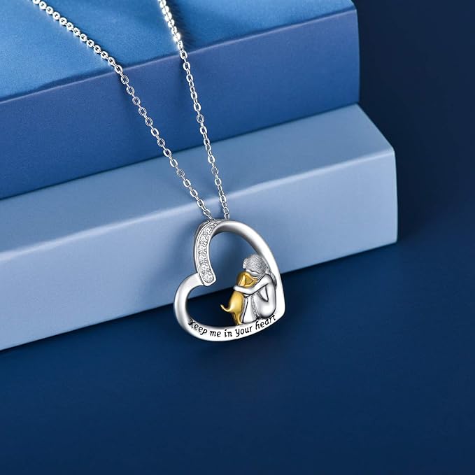 Skanto | SilverHeart | Halskette aus Sterlingsilber mit Herz-Hund und Zirkonia-Stein