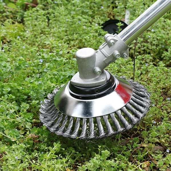 Skanto | Unkrautbürste für Trimmer – Robuste Drahtbürste aus Stahl für Fugenpflaster Gartenpflege
