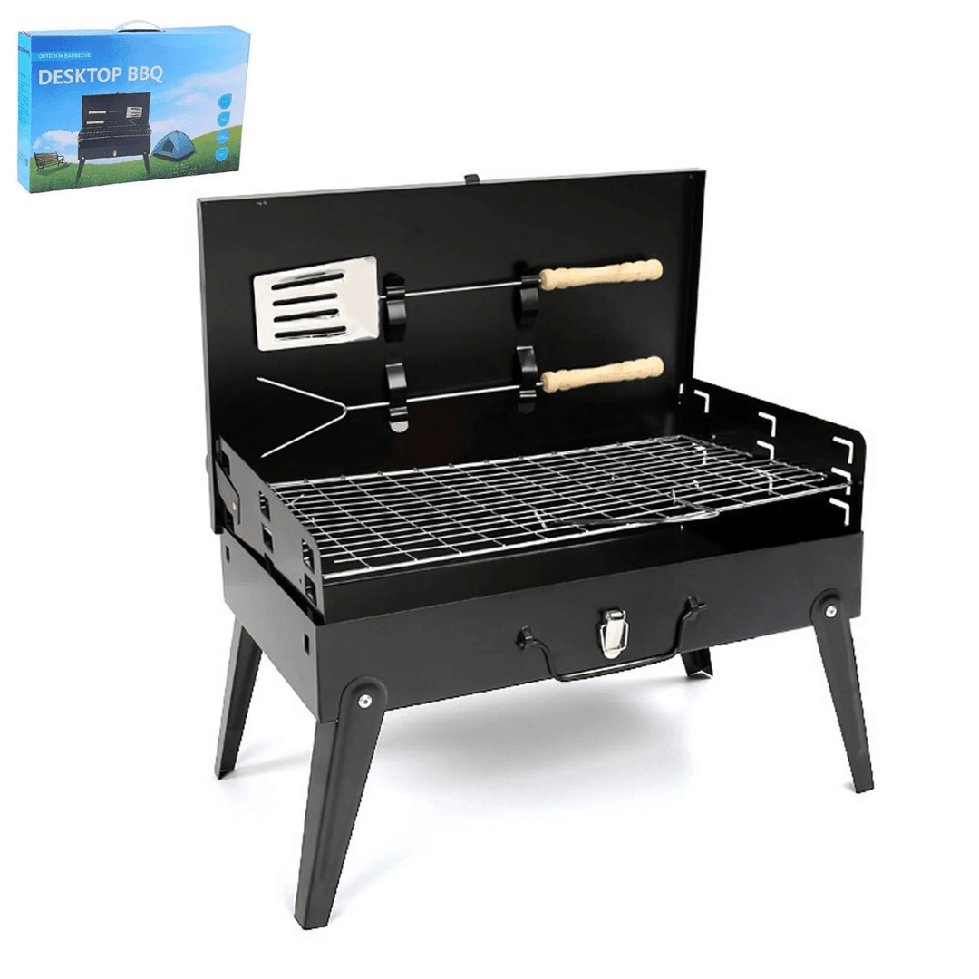 Skanto | Grillmate Fold – Faltbarer Stahl-Koffergrill für Garten, Camping & Outdoor-BBQ