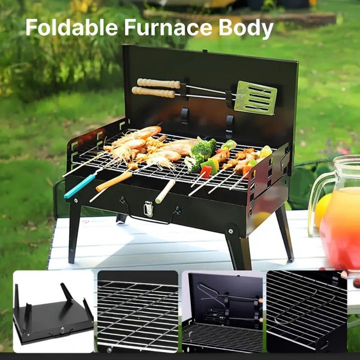 Skanto | Grillmate Fold – Faltbarer Stahl-Koffergrill für Garten, Camping & Outdoor-BBQ
