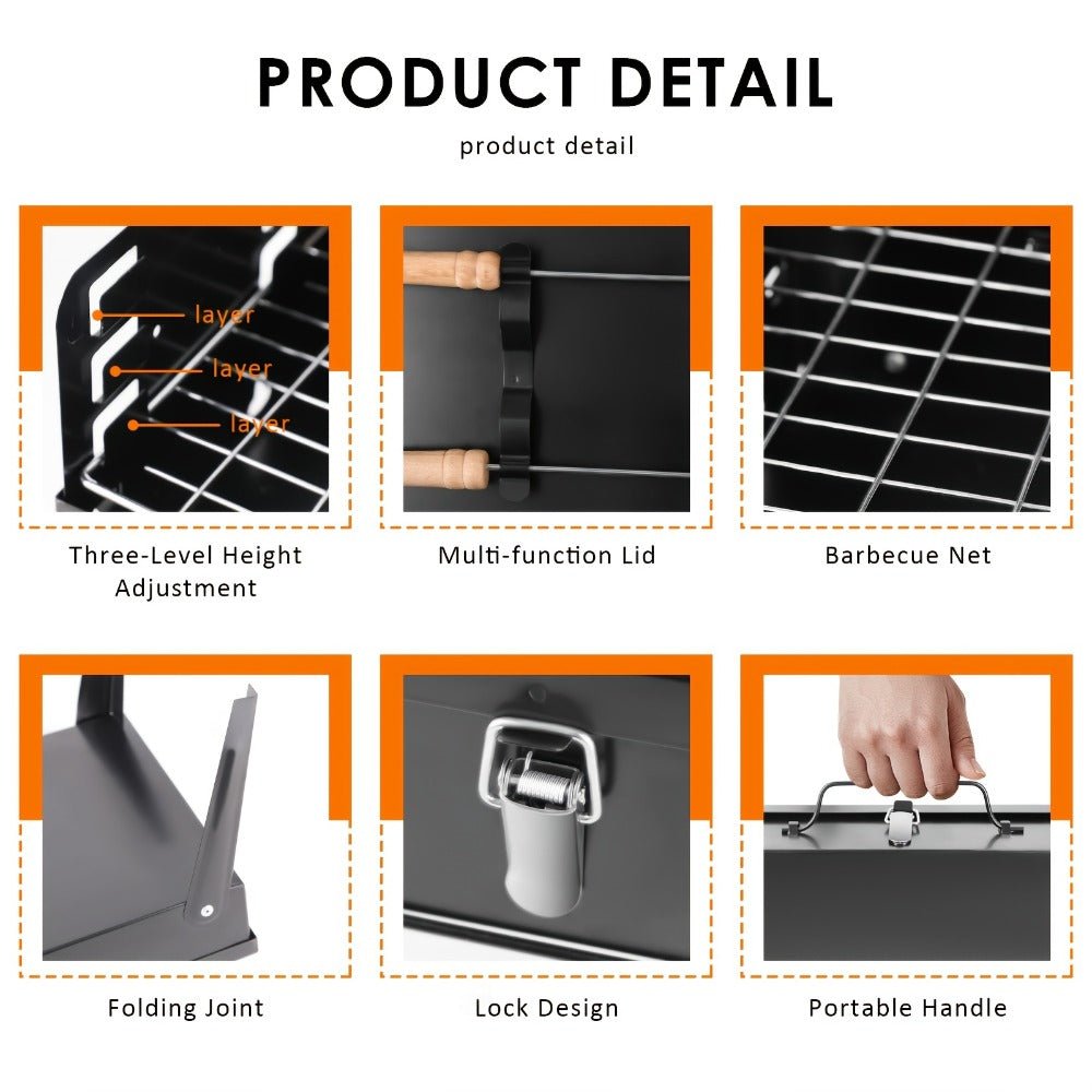 Skanto | Grillmate Fold – Faltbarer Stahl-Koffergrill für Garten, Camping & Outdoor-BBQ