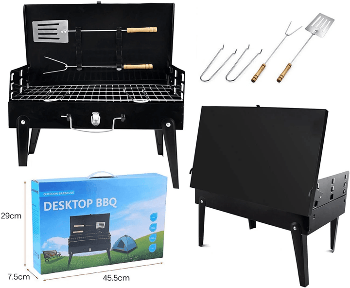 Skanto | Grillmate Fold – Faltbarer Stahl-Koffergrill für Garten, Camping & Outdoor-BBQ