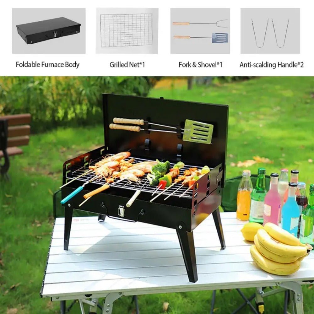 Skanto | Grillmate Fold – Faltbarer Stahl-Koffergrill für Garten, Camping & Outdoor-BBQ