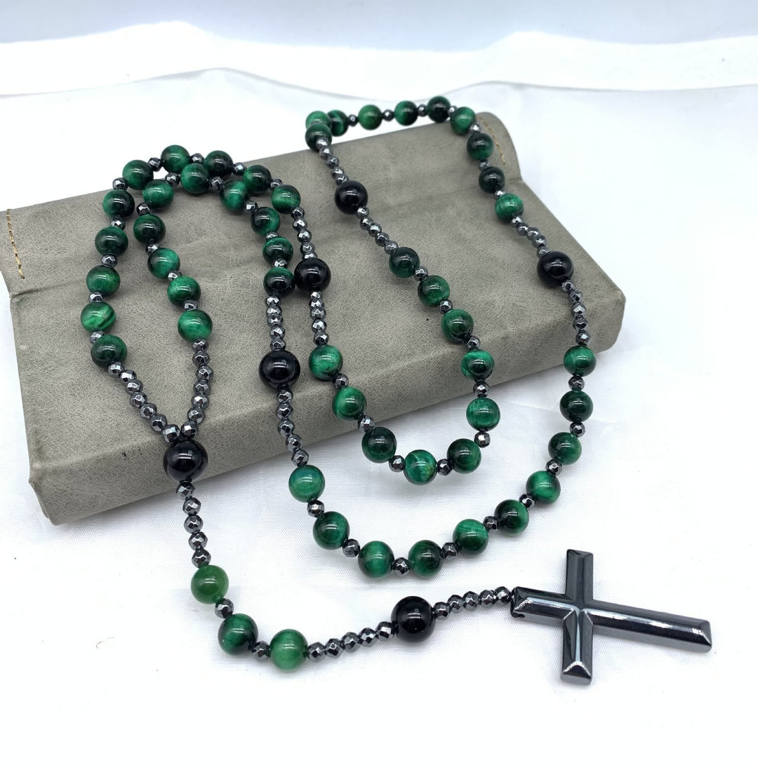 Skanto | Orion Spirituelle Halskette mit Tigerauge & Lapislazuli – Herren-Rosenkranz