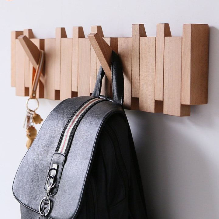 Skanto | Handgemachte Garderobe aus Holz im Klavierdesign | Einzigartiges Design mit 4-10 Haken für Flur, Schlafzimmer & Büro
