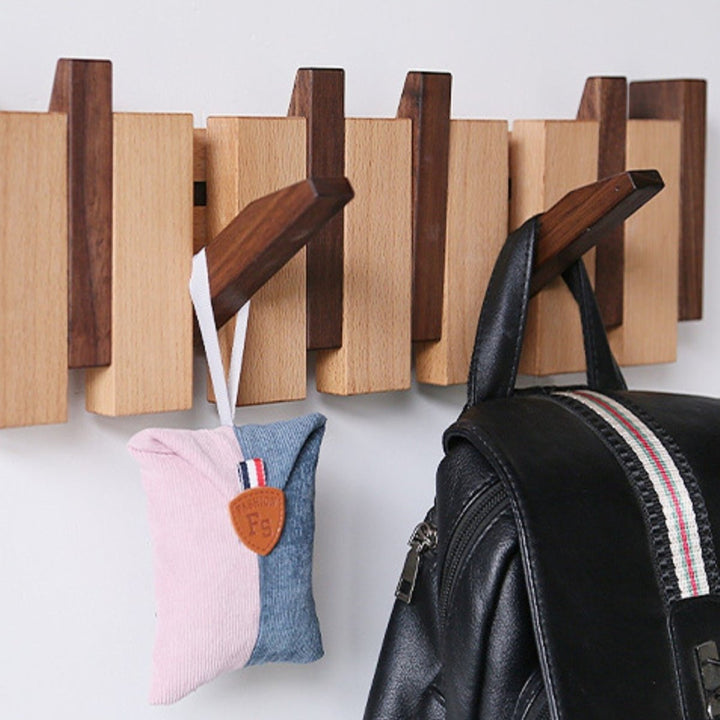 Skanto | Handgemachte Garderobe aus Holz im Klavierdesign | Einzigartiges Design mit 4-10 Haken für Flur, Schlafzimmer & Büro