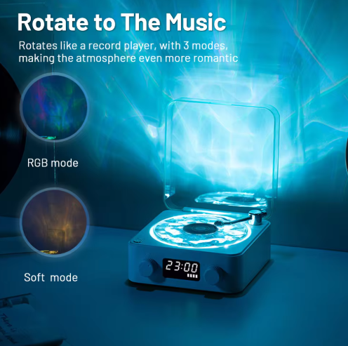 Bluetooth Plattenspieler – Retro Stereo-Lautsprecher mit White Noise & AUX