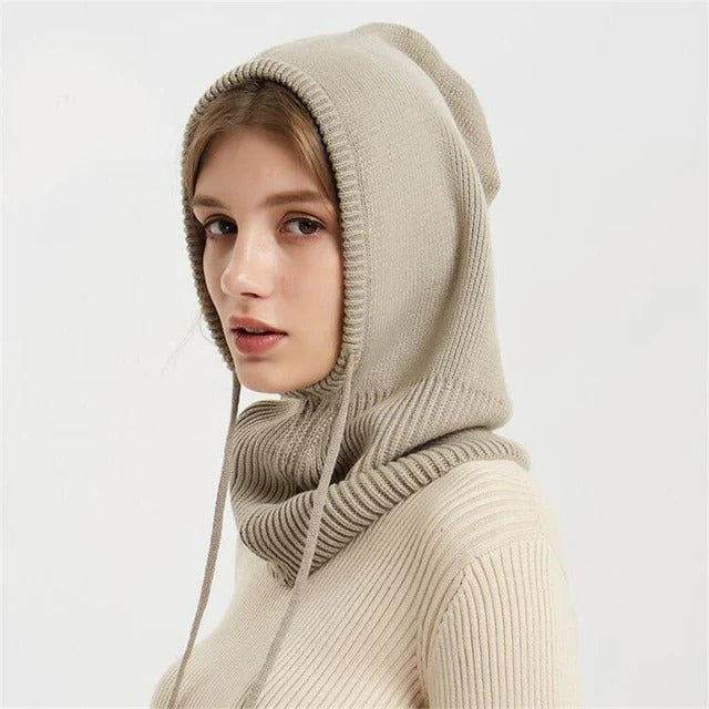 Skanto | Kaschmir-Strick-Wintermütze mit Kapuze – Warm & Elegant