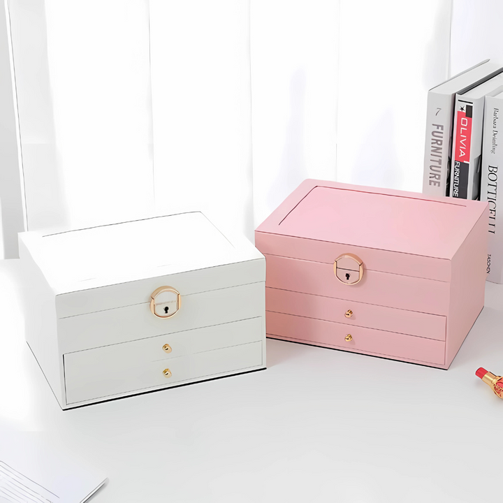 Skanto | Leder Mehrschichtige Schmuckschatulle Organizer