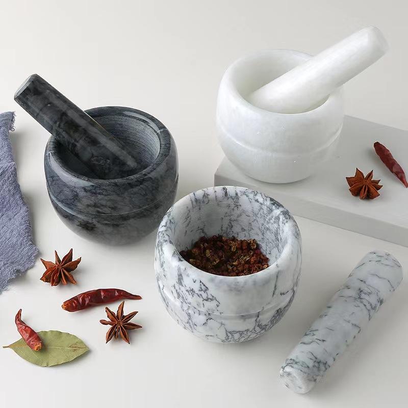 Skanto | Marmormörser und Stößel; Größe: 13*13*9cm; Stößel: R5*15cm;