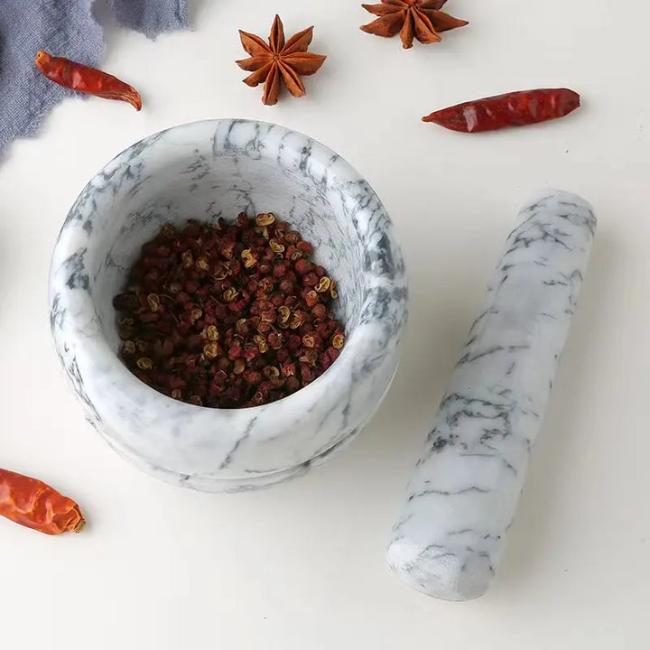 Skanto | Marmormörser und Stößel; Größe: 13*13*9cm; Stößel: R5*15cm;