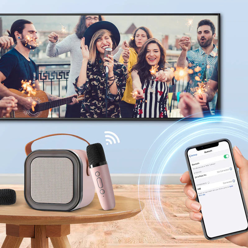 Skanto | Karaoke-Set – Kabellose Mikrofone mit tragbarem Bluetooth-Lautsprecher