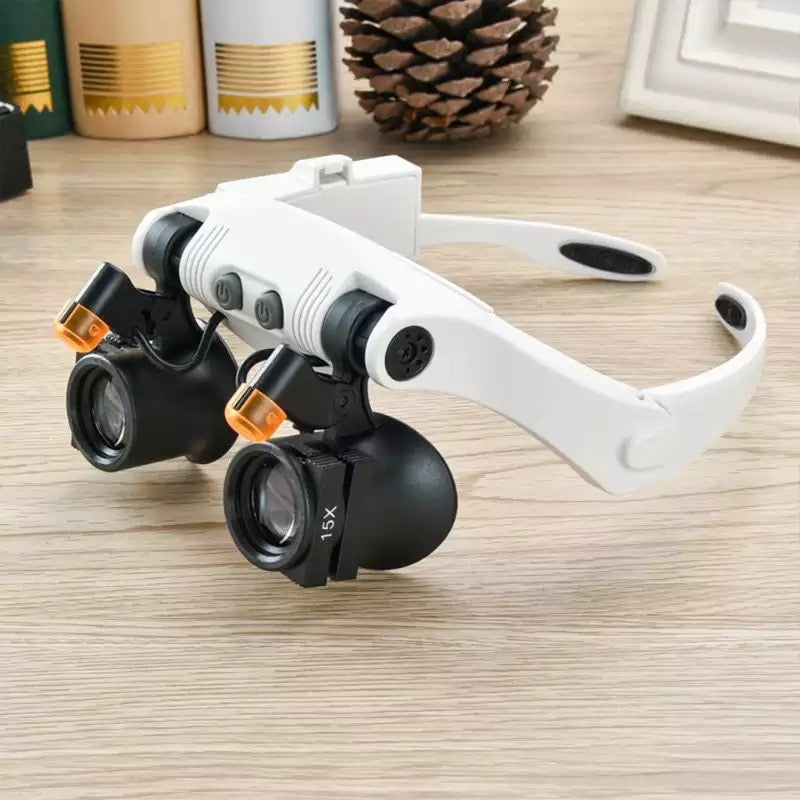 Skanto | Schmuck-Stirnbandlupe mit 8 Linsen und LED-Licht