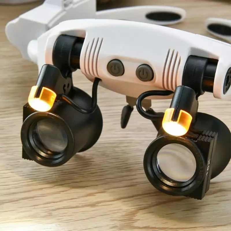 Skanto | Schmuck-Stirnbandlupe mit 8 Linsen und LED-Licht