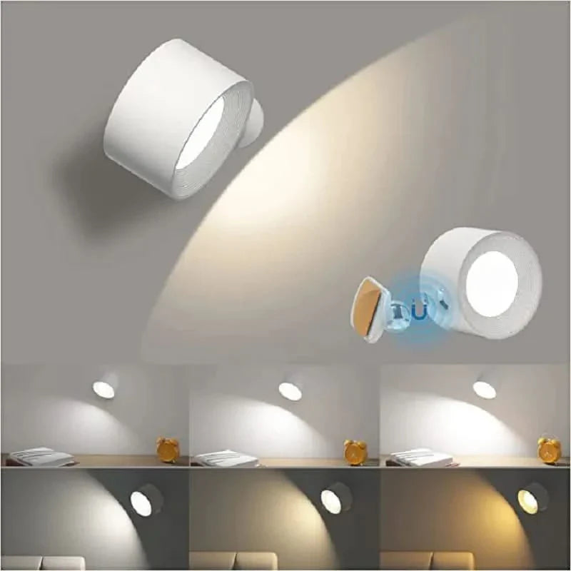 Skanto | 360° Wandleuchte – Kabellos, USB-wiederaufladbar & 3 Lichtstufen für flexible Beleuchtung