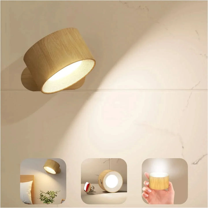 Skanto | 360° Wandleuchte – Kabellos, USB-wiederaufladbar & 3 Lichtstufen für flexible Beleuchtung