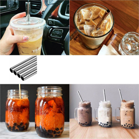 Skanto | Extra breite Metallstrohhalme für Bubble Tea