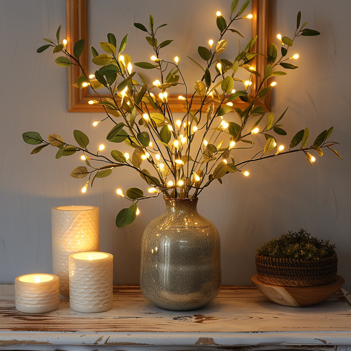 Skanto | LumiVista Magische Olivenzweig-Lichterkette – 70cm Elegante LED-Dekoration